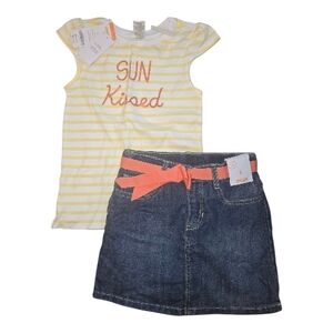 Gymboree Yellow Stripe 'Sun Kissed' Tee with Dark Denim Skirt
